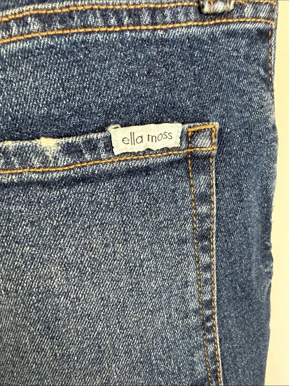 Ella Moss High Waist Crop Flare Distressed Cotton Jeans Sz 32 (B7)